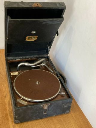 Antique Vintage Hmv Gramophone Model 101 Wind Up Portable Record Player 78rpm