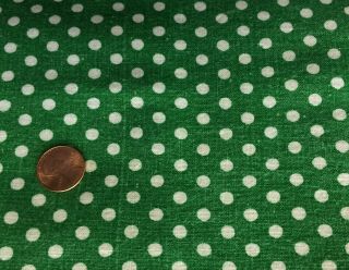 Polka Dot On Green Full Vintage Feedsack Quilt Sewing Doll Clothes Craft Fabric