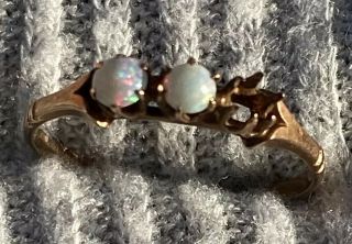 Antique Art Deco Women’s 10k Gold Opal 3 Stone Ring Size 5.  75