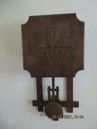 Antique National Clock & Mfg Co Chicago Mission Arts And Craft Wall Clock