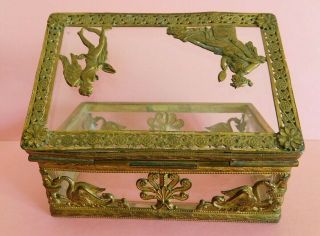 Antique French Glass And Ormolu Casket,  Needs Attention