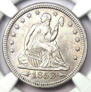1853 Arrows & Rays Seated Liberty Quarter 25c - Ngc Au Details - Rare Coin