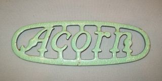 Antique Vtg Ca 1900s Speckled Green Enameled Cast Iron Acorn Stoves Name Plate