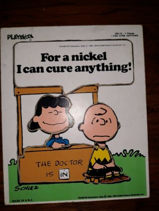 Vintage Playskool Wooden Puzzle Peanuts Charlie Brown Comics Lucy