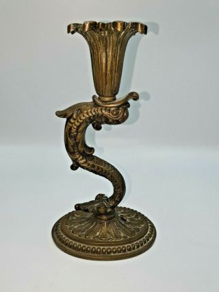 Old Vintage Bronze Brass Single Candlestick Candle Holder / Lamp Base