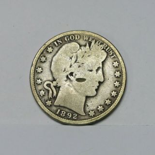 Rare Date 1892 - O 50c Barber Silver Half Dollar