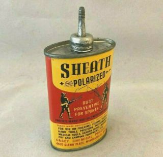 Vintage Sheath Polarized Sports Lead Top Gun Oil Rare Old Advertising Tin Can