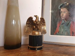Interesting Vintage Golden Eagle In Cast Brass Furniture Finial Book End Display