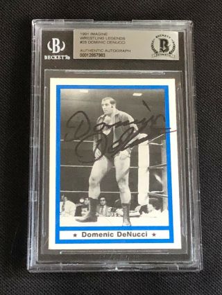 Domenic Denucci 1991 Imagine Wrestling Legends Signed Autographed Card Bas