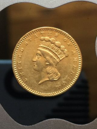 1856 $1.  00 Gold U.  S.  Coin Indian Princess Native All American Girl Deal Go Usa