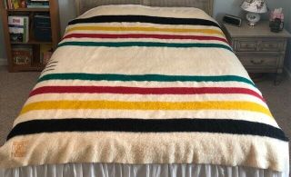 Vintage Hudson Bay 3 1/2 - Point Striped Blanket,  Flawed