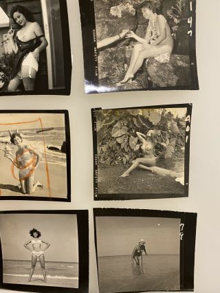 9 Vintage Bunny Yeager Nude Model Contact Sheet Photos,  From Yeager Archive 2