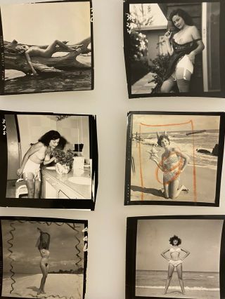 9 Vintage Bunny Yeager Nude Model Contact Sheet Photos,  From Yeager Archive 3