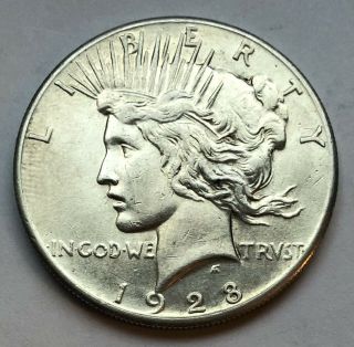 1928 Silver Peace Dollar Au Detail Rare Key Date Mintage 360,  649