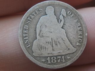1874 - S Seated Liberty Dime - Very Rare Date