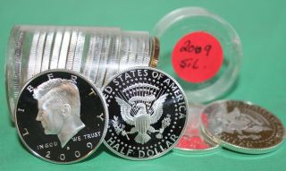2009 S 90 Silver Proof Kennedy Half Dollar Roll 20 Coins Tubed 50 Cent Roll