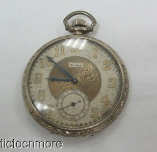 Antique 14k Gf Art Deco Elgin Grade 303 Ruby Jewel 12s Dress Pocket Watch 1924