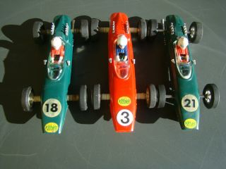 3 very rare Swiss made Kitty 1:24 Ferrari 158 F1 racing cars (Cox parts) 2