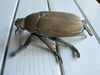 Vintage Antique Brass Scarab Beetle/bug Match Safe Holder Trinket/jewelry Box