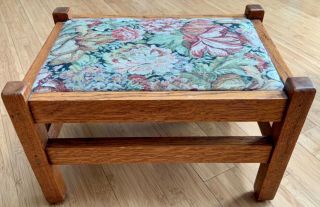 2 Of 2 Vintage Oak Mission Art Crafts Style Foot Stool Seat Bench