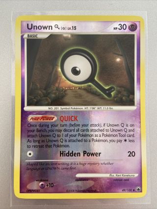 Pokemon Card Majestic Dawn Unown Q Reverse Holo Nm 49/100