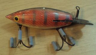 Vintage Ca 1945 Fishing Lure " Early Bomber Bait Co " Tin Tail