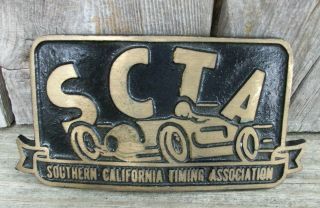 Scta Southern California Timing Association Brass Metal Hot Rod Belt Buckle
