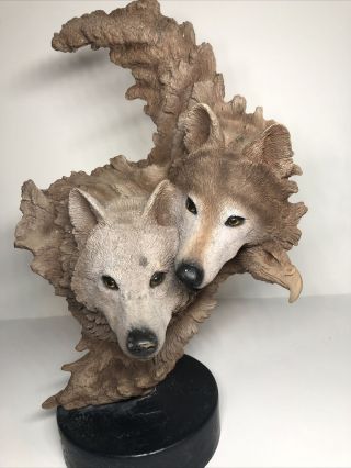 Rick Cain “dual Wolf” Limited Edition Sculpture 691/2000 - Vintage 16” Tall
