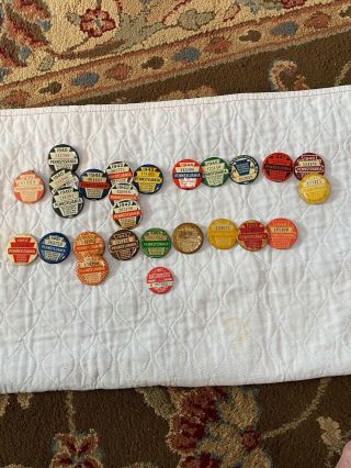 Vintage 1939 - 1974 Pennslvania Fishing License Buttons Some Years Have 2 Buttons