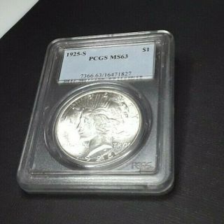 1925 - S Peace Silver Dollar Pcgs Ms63