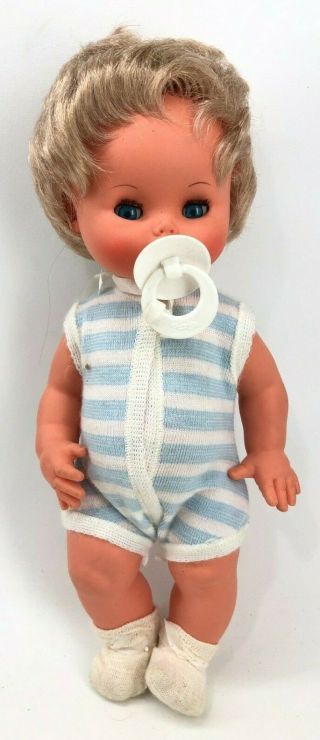 Vintage Furga Baby Doll Pacifier Italy Sleep Eye Blue