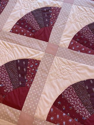 Vintage Hand - Stitched Quilt King Size,  Pink - Red