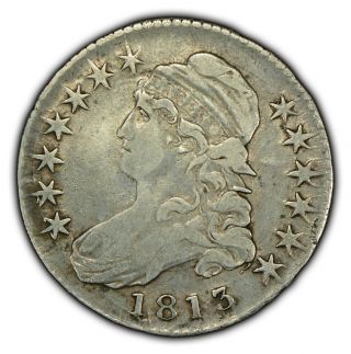 1813 50c Capped Bust Half Dollar - Die Cracks - Vf Coin - Sku - X1149