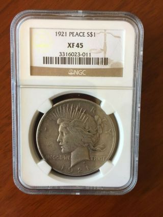 1921 Silver Peace Dollar Xf 45 - Ngc Certified