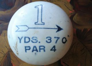 Antique Golf Course Par Hole Marker Porcelain