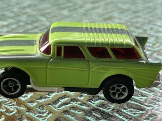 Vintage Aurora Afx Ho Scale Slot Car " 57 Chevy Nomad Lime Green W/green Stripes