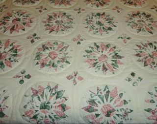 Vintage Handmade Floral Star Flower Patchwork Quilt 88 X 88 Full/queen Gorgeous