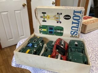 Vintage Cox Slot Car Lotus Box With 6 Slot Car Parts 1:24 Scale