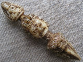 Antique Master Quality Handmade Yak Bone Phurba,  The Ritual Dagger Pendent.  Nepal