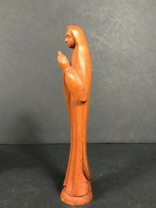 Mid century Carved wood Madonna Jose Pinal Vintage J.  Pinal wooden Mary religious 3