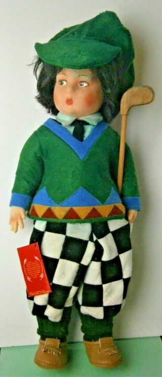 Vintage Golfer 20 In.  Lenci Cloth Doll Made In Italy,  Probably From The 1980 