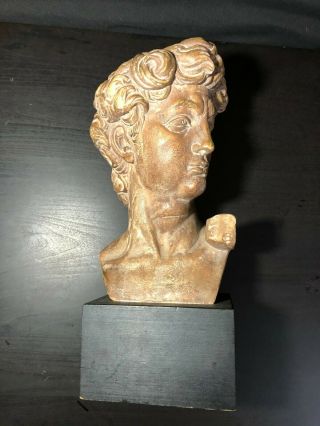 Vintage Bust Of David Statue Large W/ Engraving