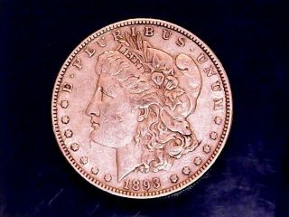 1893 - P Vf/xf Details Key Date Morgan Silver Dollar Coin.  Starts@ 2.  99