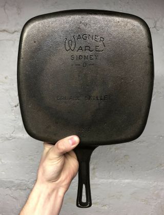 Rare Antique Wagner Ware 10” Square Skillet Cast Iron Kitchen Pan 1218c Vtg 9.  5”