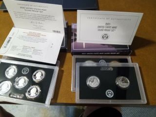 2020 W Nickel Rev.  Proof Silver Set And 2021 Silver Proof Set With Quarters.