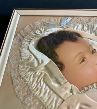 Antique Victorian Mourning Baby Picture • Real Hair - Satin - Lace Collage 2