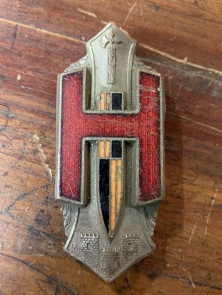 Antique Vtg 1928 - 1932 Hupmobile Models A & S Radiator Emblem Red Enamel Badge