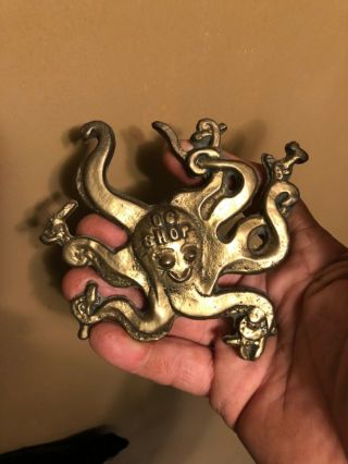 Unusual Brass Antique Octopus Advertising Paperweight.
