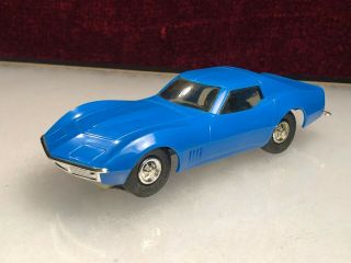 Vintage 1968 Eldon Chevrolet Chevy Corvette Stingray Slot Car Blue &