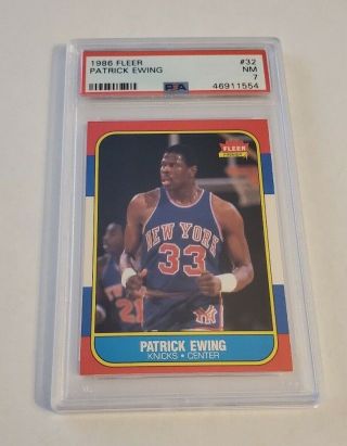 Patrick Ewing - 1986 - 87 Fleer - Rookie Card - 32 - Psa 7 Nm - Knicks -